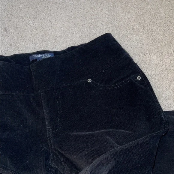 Chadwicks Petite Black Straight Leg Pull On Cords - Picture 8 of 9